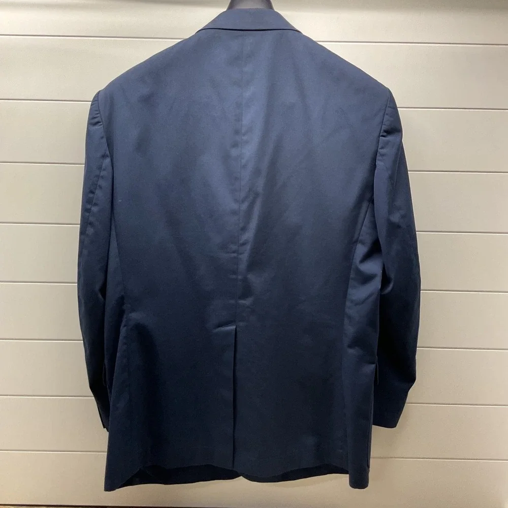 Vintage Maxs Mens Store Navy Blue Blazer Tailored in USA Two Button Sport Coat